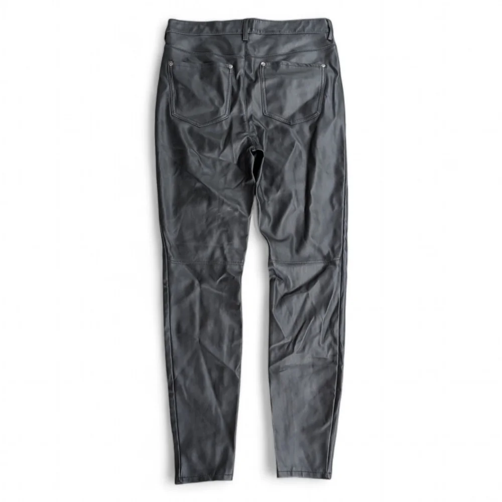 Free People Vegan Leather High Waisted Seamed Skinny Pant Black Women's Sz 29